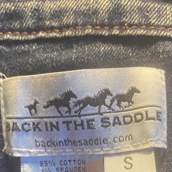 Back in the Saddle SZ S Blue denim jean vest distressed gold tone studs - Picture 5 of 6